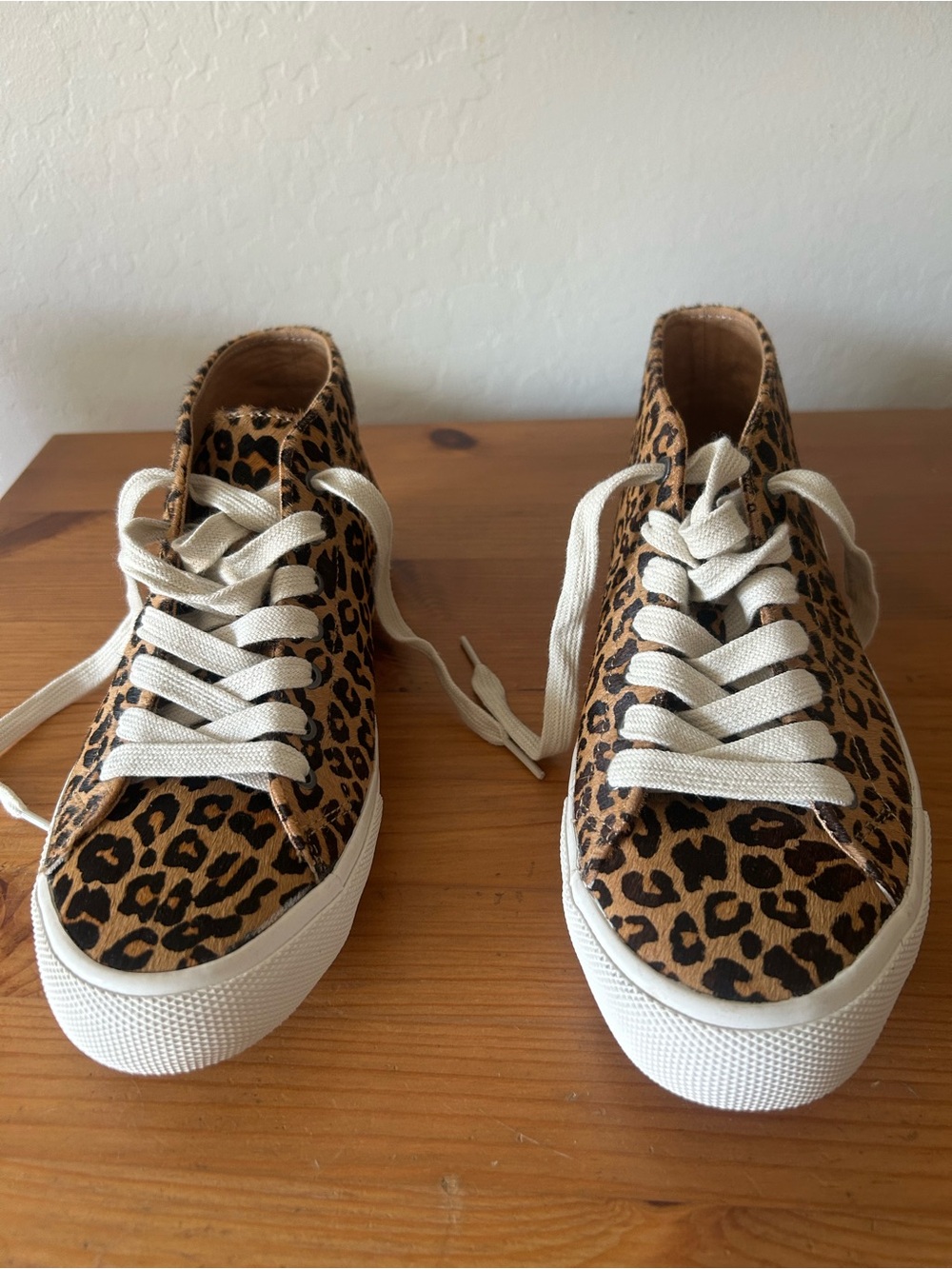 SeaVees Leopard Print High-Top Sneakers with White Laces